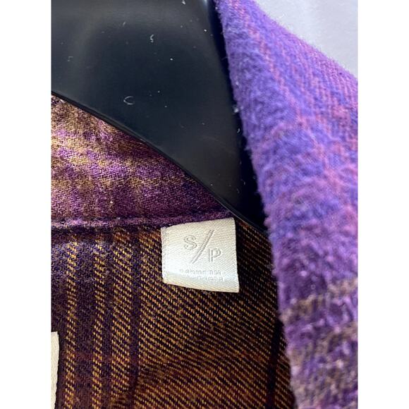 STANDARD/CLOTH Men's Purple-Yellow Plaid Regular-Fit Flannel Button-Up Shirt SZS - Picture 7 of 8